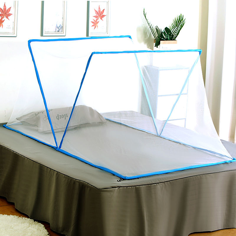折叠蚊帐免安装蚊帐加密加厚单双人便携式蚊帐学生宿舍简易蚊帐 棕色