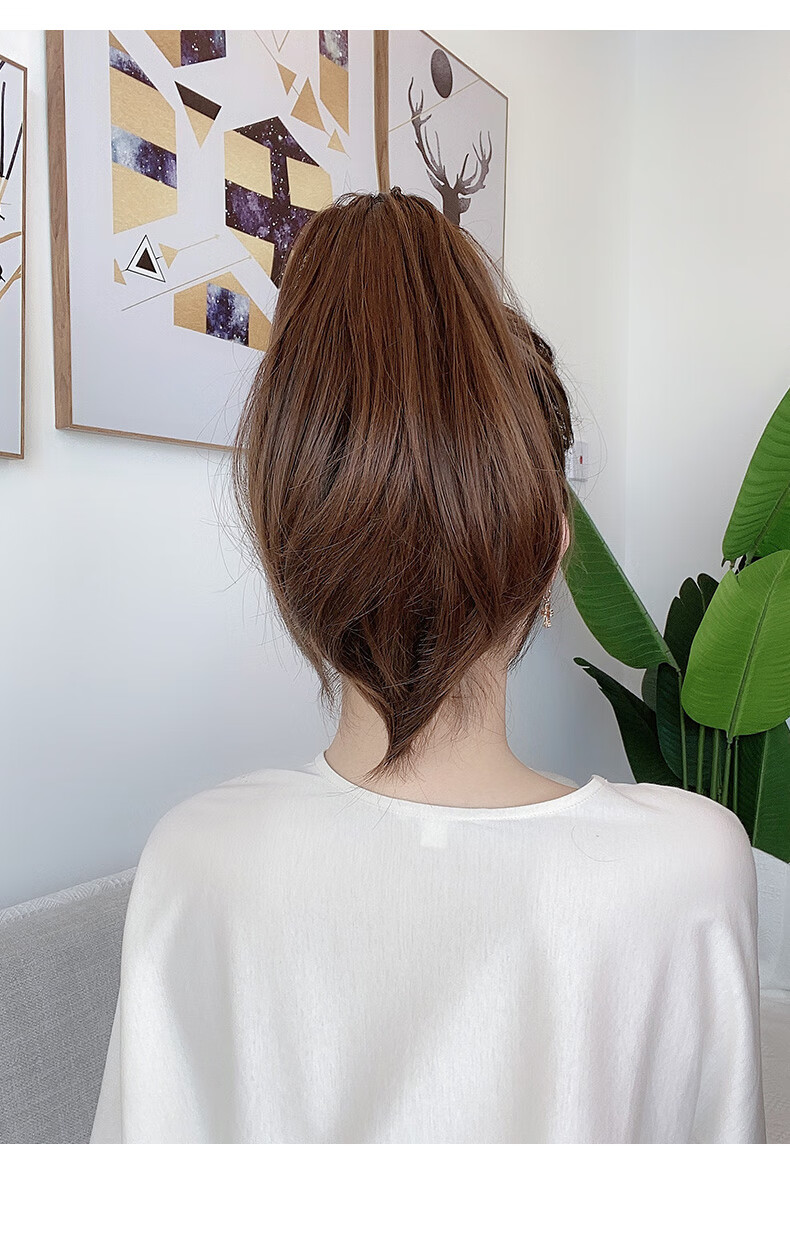 2022新款抓夹式马尾假发 超短马尾假发女 抓夹式短款直发假马尾 网红