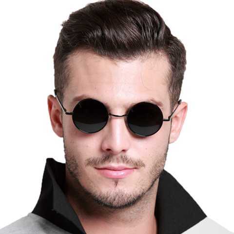 圆形汉奸复古黑色墨镜男潮人同款太阳眼镜圆框太子镜女金框黑片镜盒镜