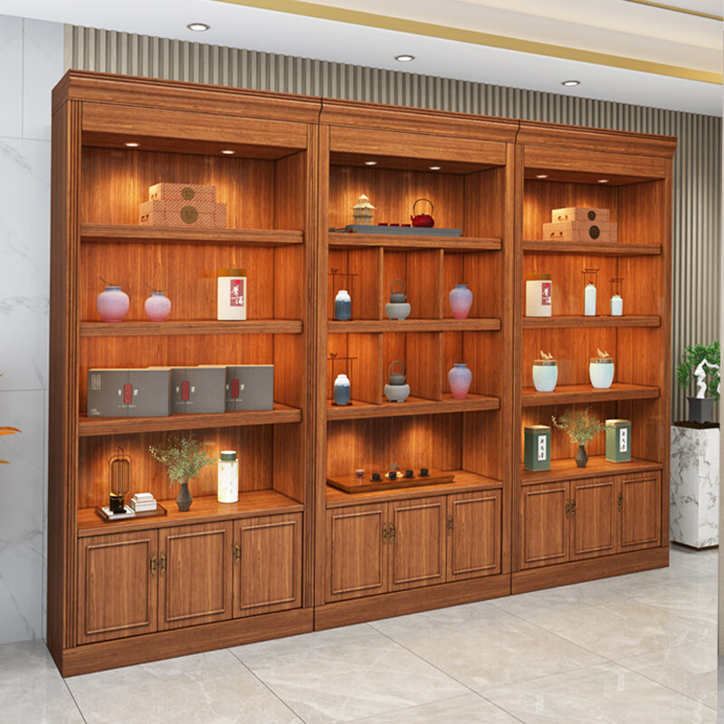 实木茶叶展示柜烟酒柜超市便利店土特产展柜干货农产品货架可定制 a款