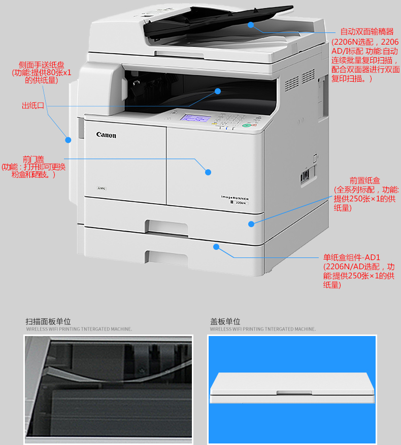 佳能(canon)ir c3020/c3125/3120l a3a4打印机复印机彩色激光无线wi