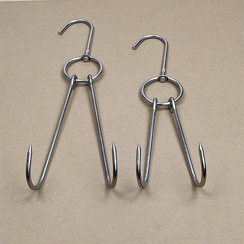 不锈钢烤鸭钩子 烤鸭挂钩双钩 烧腊环烤鸭炉烤鹅烧鸡猪肉加粗勾子 (10