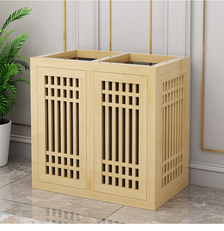 南啵丸鱼缸架定做实木鱼缸底柜底架底座松木草缸鱼缸架子格栅门鱼缸柜