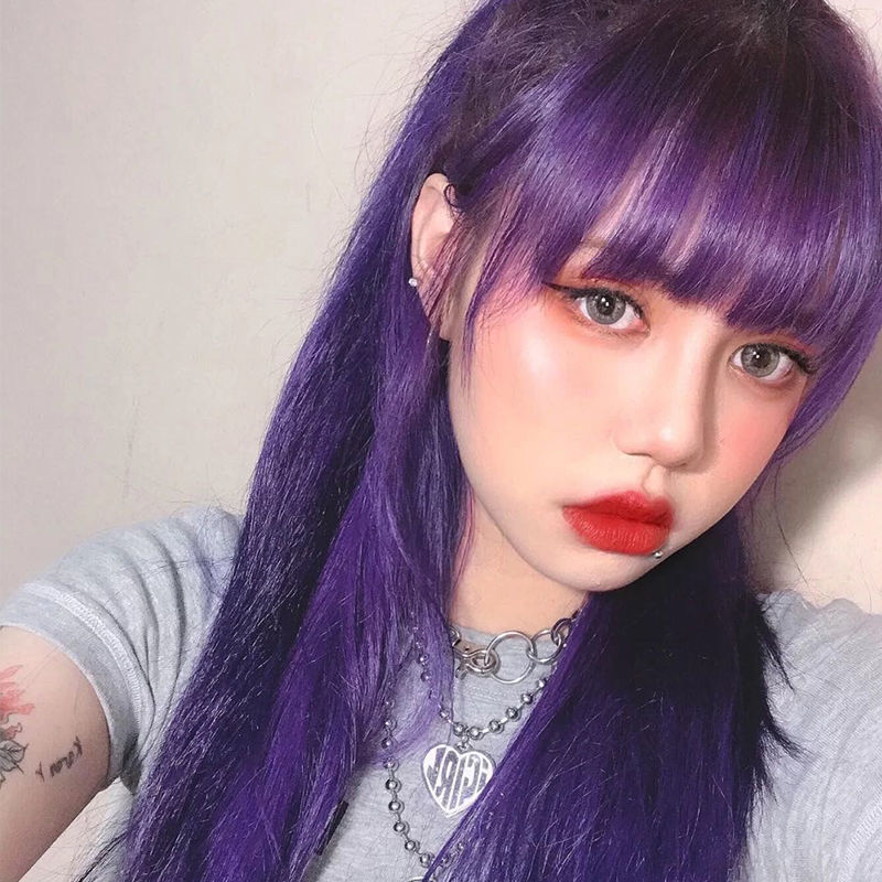 2022年流行色显白粉紫红色自己在家染发女粉紫色褪浅膏头发不够67度选