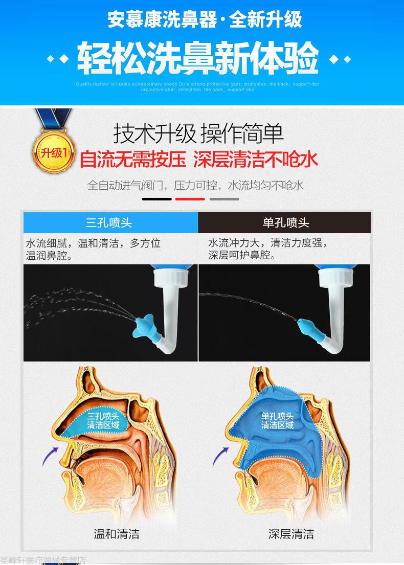 医用洗鼻器鼻炎鼻腔冲洗器成人儿童过敏性鼻窦炎吸鼻壶冲鼻专用盐500