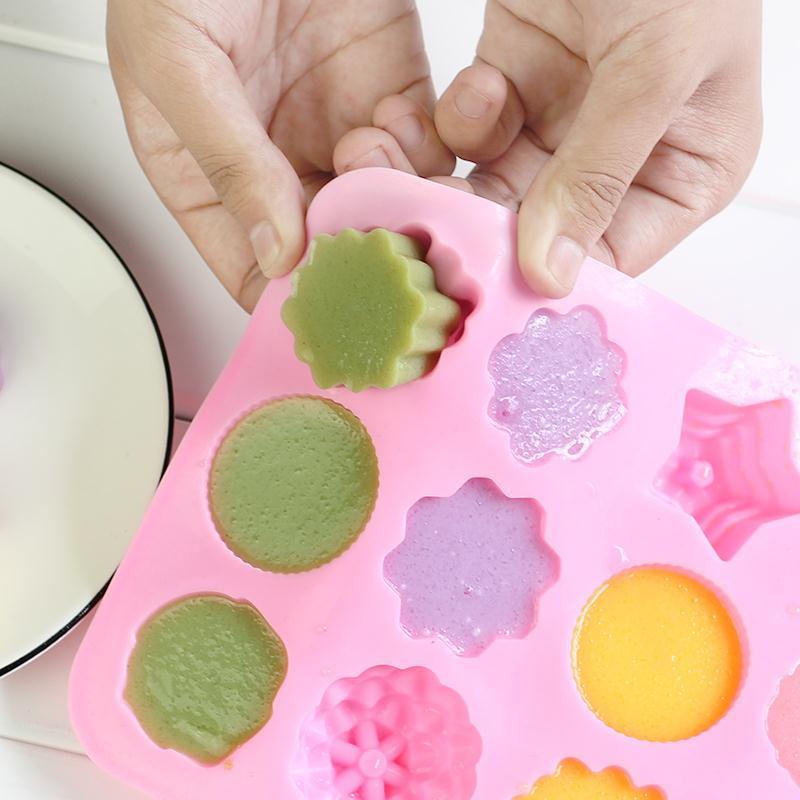 自制果冻布丁模具硅胶模具巧克力糕点烘焙模具冰激凌模具模型lj粉色12