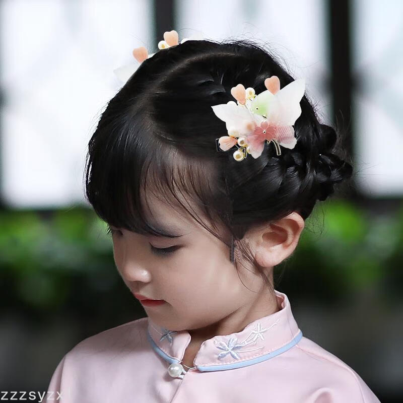 zzzsyzxl 儿童古装头饰女童汉服古风发饰发卡古代头花小女孩子卡子