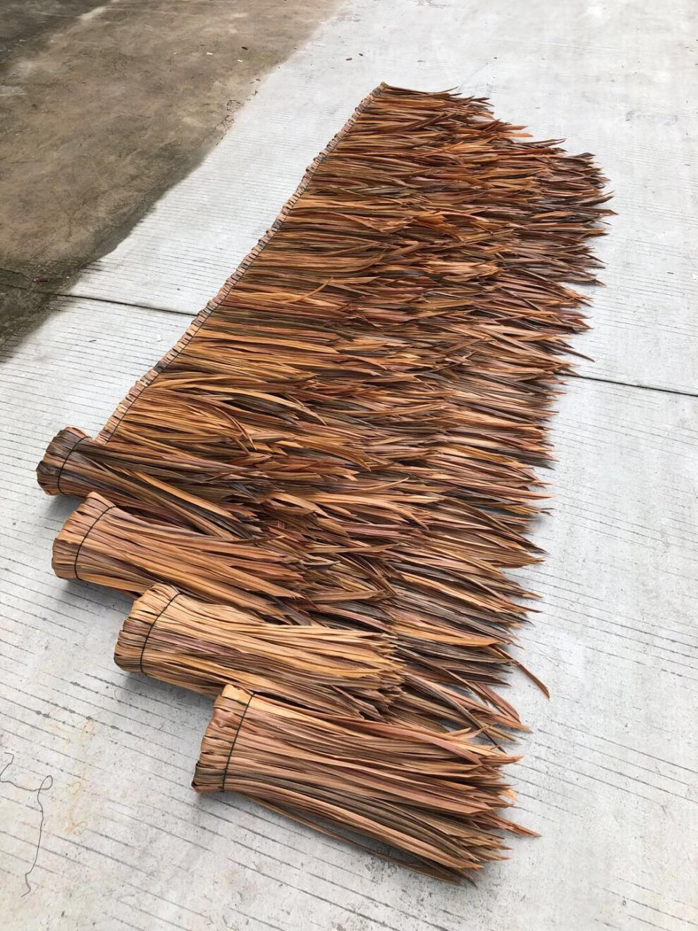 鹿凌青茅草屋塑料仿真茅草pe假稻草屋檐装饰仿毛草编制1米草黄色30x50