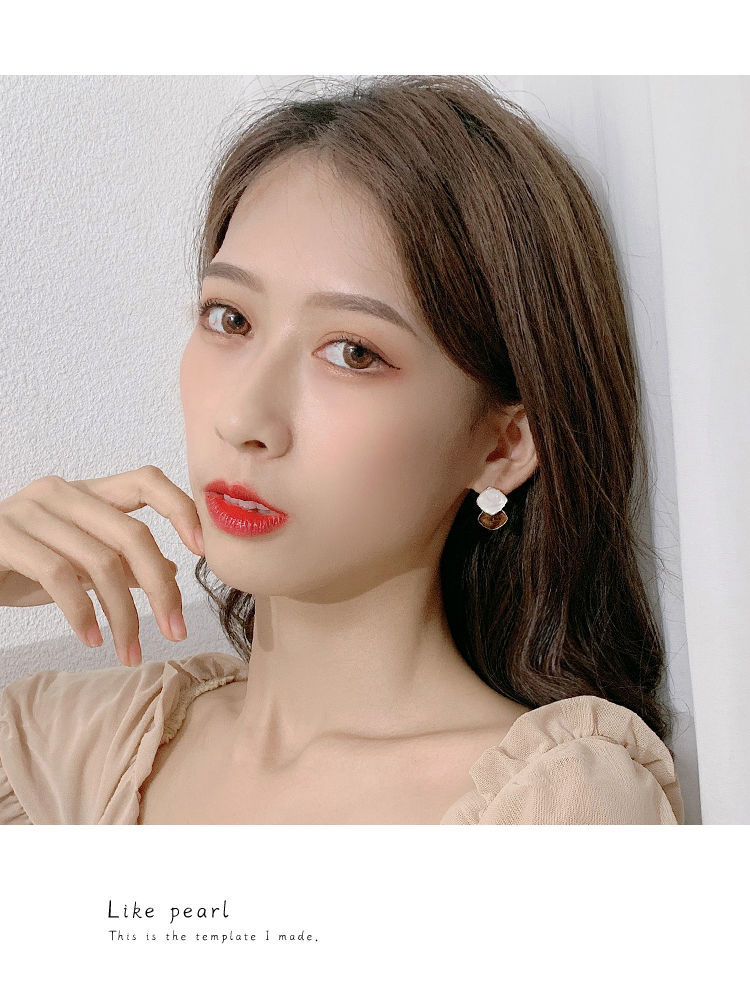 春夏新款清新针耳钉新款2021年耳环女网红圆脸耳饰气质感少女5件套