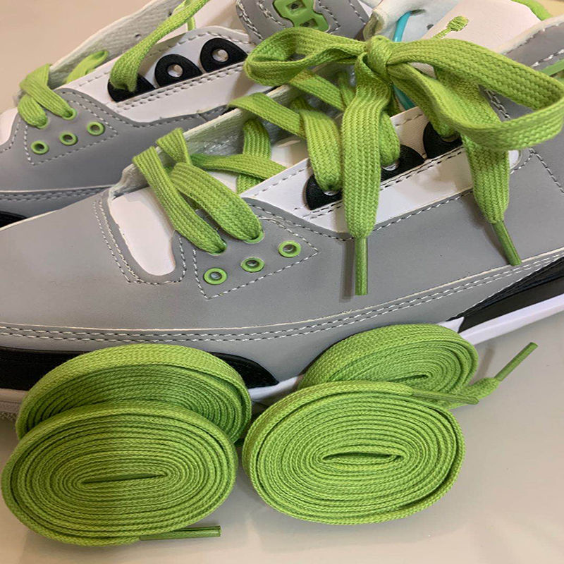 适配耐克aj3叶绿素鞋带扁宽女男原装抹茶荧光绿aj1mid绿色鞋带叶绿素