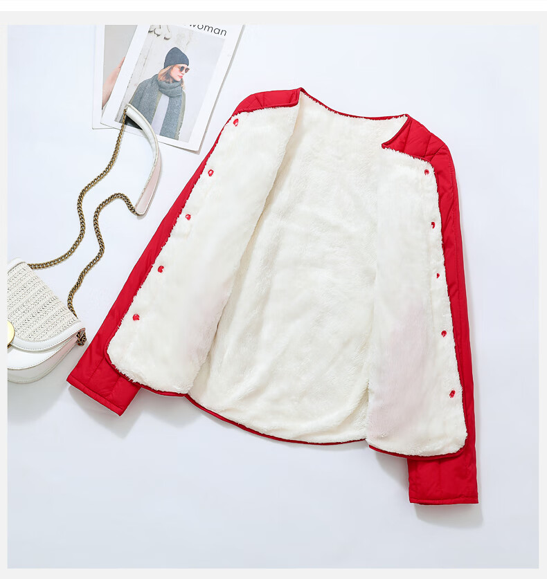 cilian 加绒加厚内胆棉衣女贴身保暖内穿打底小棉袄秋冬短款棉服外套