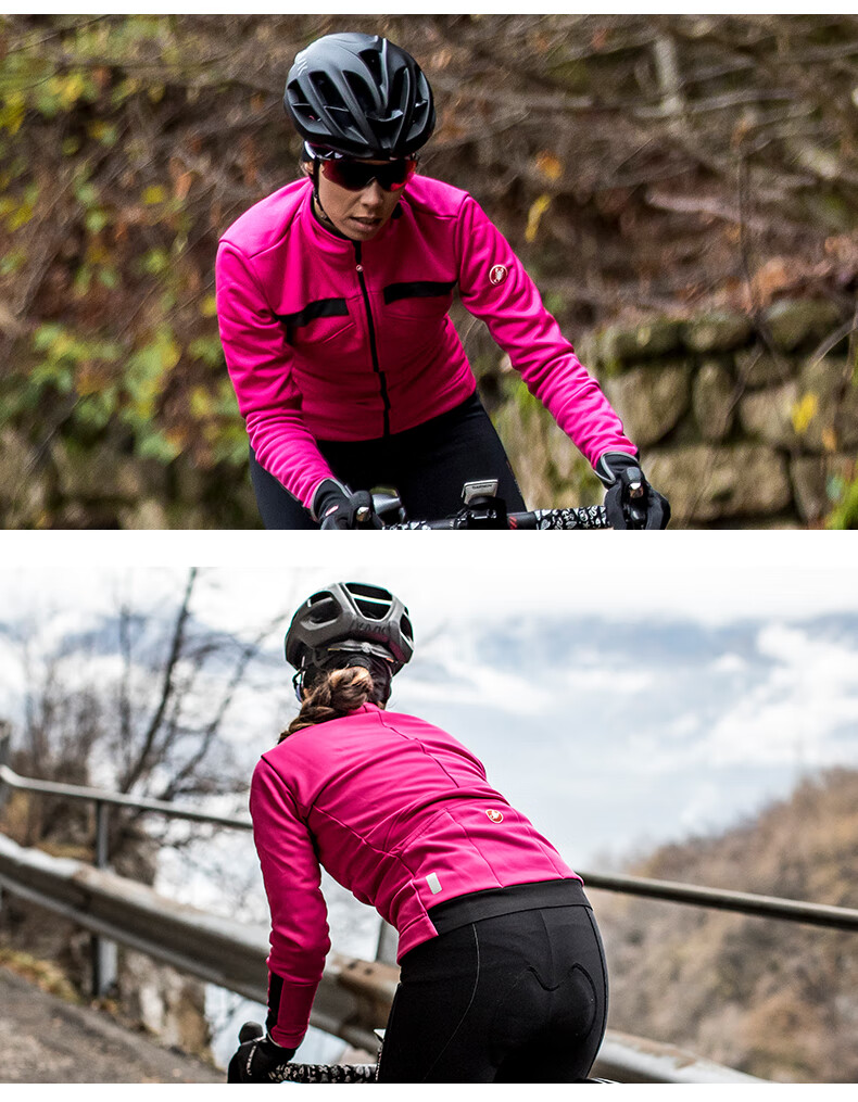 蝎子castelli秋冬女款植绒保暖防风公路车长袖骑行服上衣4518541 027