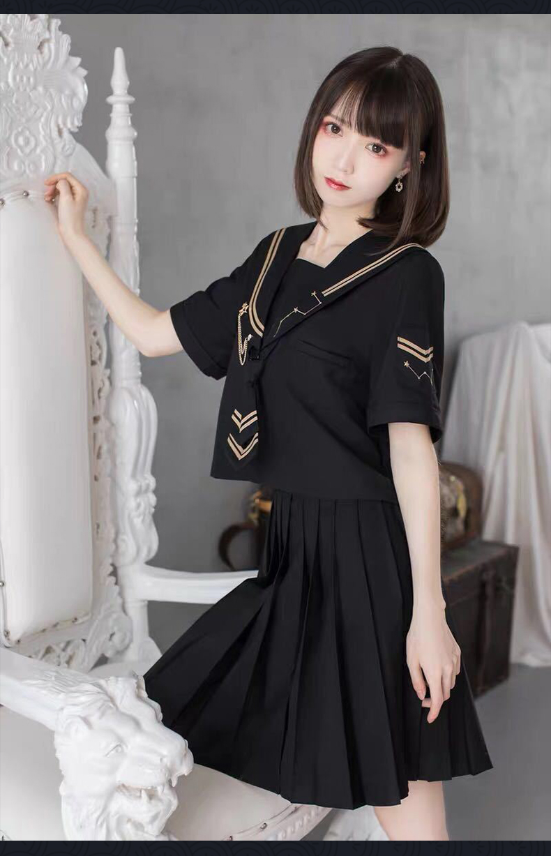 秋季日系jk制服少女生水手服裙女夏季不良少女学院风中长裙套装全套