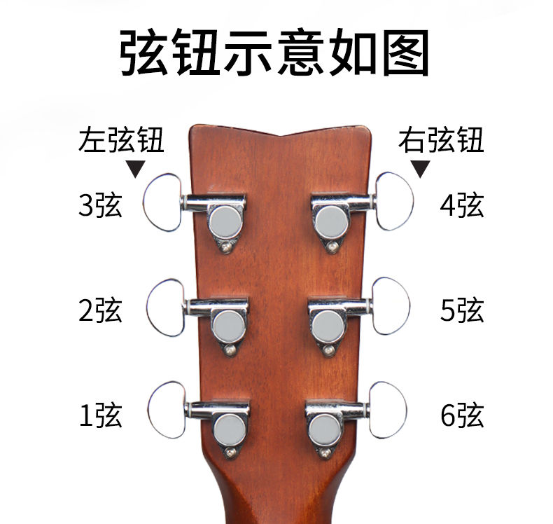 民谣吉他弦钮旋钮通用弦轴银色木吉他弦扭上弦器全封闭调弦钮配件玛瑙