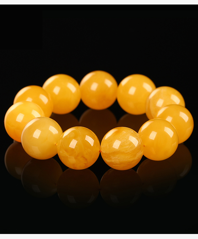 一北蜜蜡手串鸡油黄琥珀手链满蜜男女款佛珠手链带证书10mm鸡油黄标准
