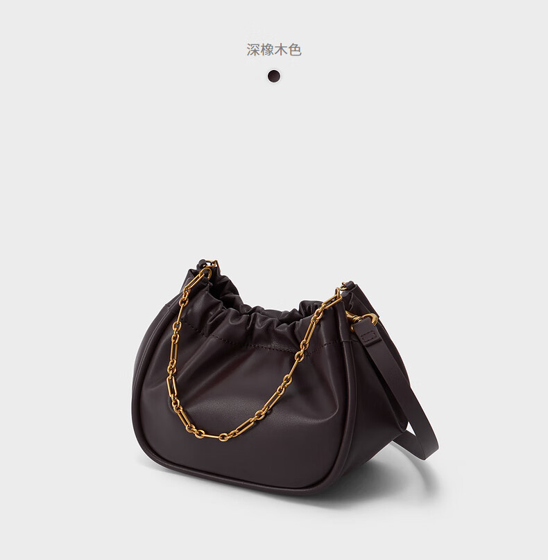 ck 女包 官方官网初秋ck2-10270781女士咖啡褶皱链条手提斜挎包小&ck