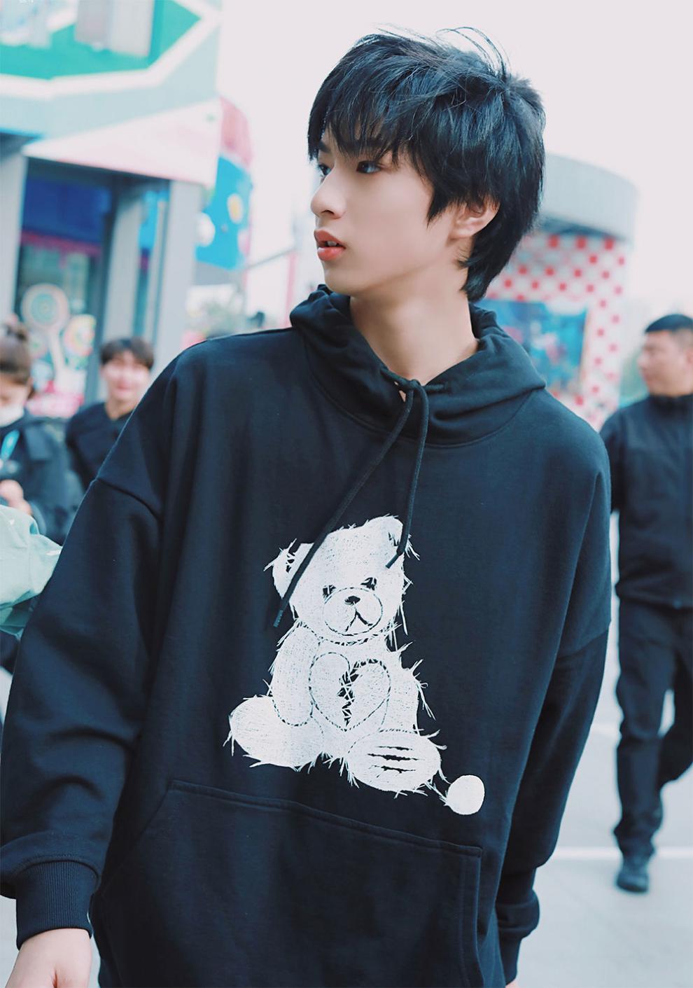 时代少年团【刘耀文同款】小熊卫衣韩版加绒加厚连帽卫衣男女粉丝应援