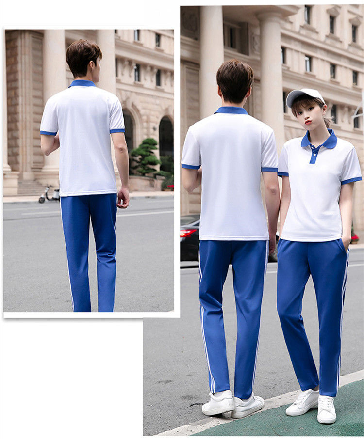 昏昏钟新品高中生夏季校服半袖蓝白校服套装夏季初中高中生班服运动服