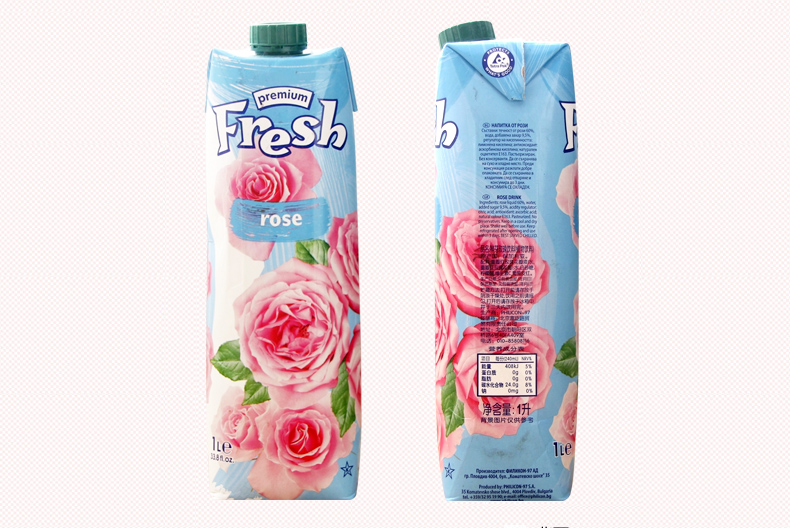 保加利亚进口鲜芬fresh玫瑰汁玫瑰水玫瑰花茶饮料饮品1000ml