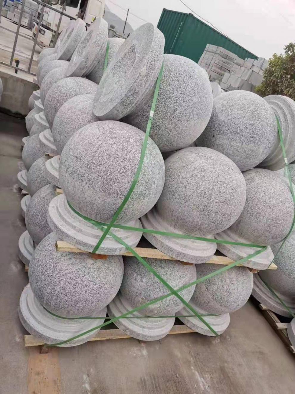 石球路障石球圆球路障挡车石芝麻白阻车石墩子花岗岩石头球门墩摆件