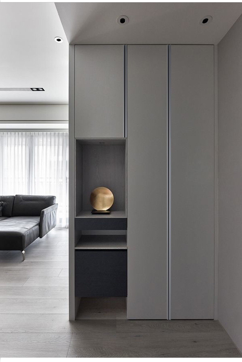 拉手黑色铁灰色橱柜通体嵌入式柜门暗拉手隐形橱门g型门把手黑色100cm