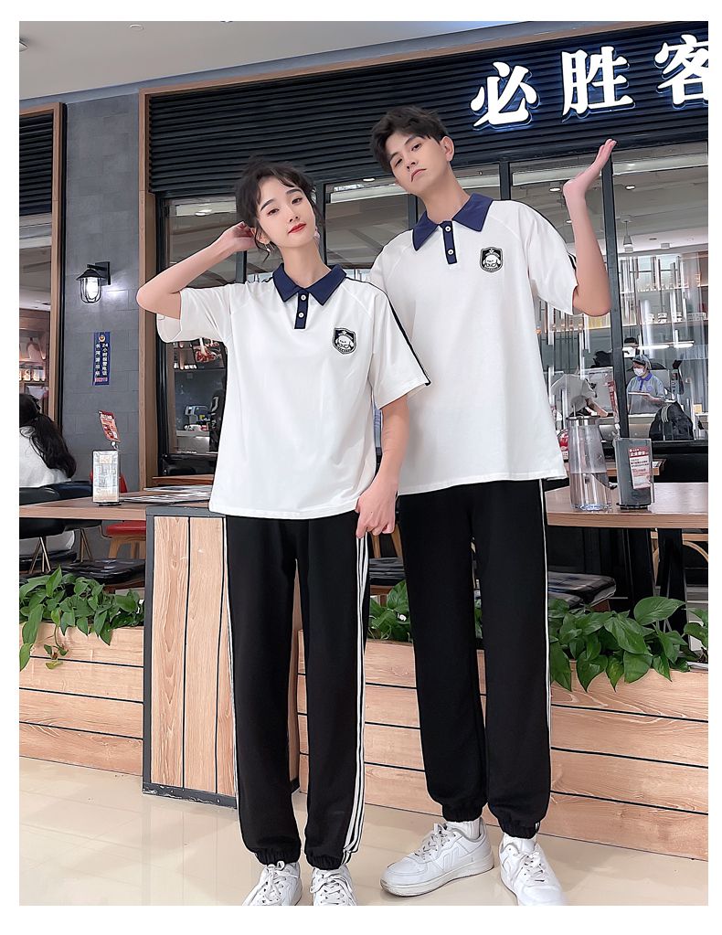 运动会班服高中生夏季学院风短袖套装初中生高三学生毕业照校服装白色