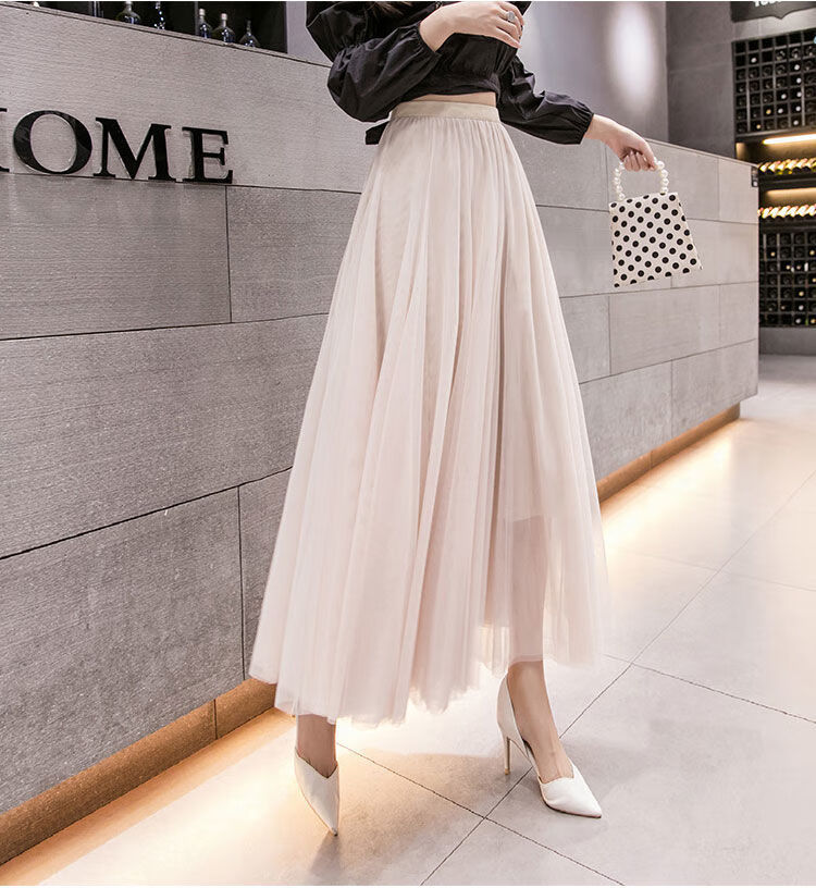 高品质冬季半身裙高腰网纱裙半身裙子超仙女显瘦年新款春季中长款长裙