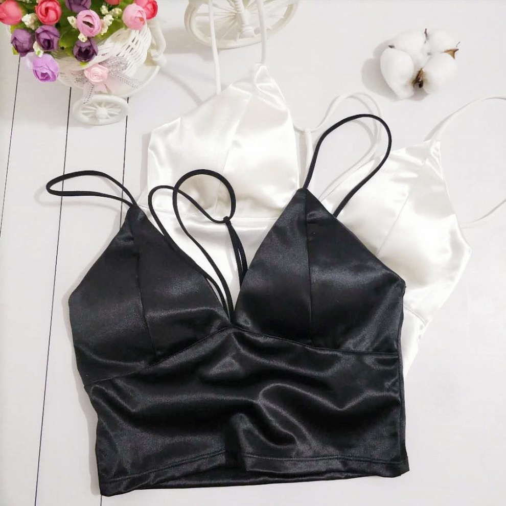 亏本冲量网红美背交叉挂脖性感裹胸小吊带内衣带胸垫薄款打底露脐抹胸