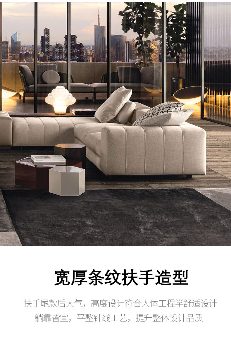 米邦嘉minotti直排四人位米布艺沙发客厅五人位现代简约诺提freeman