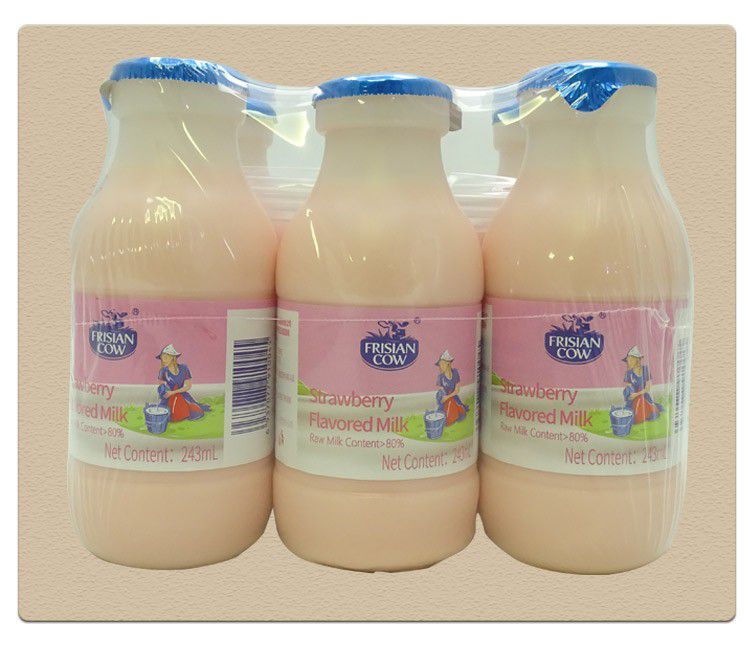 子母牛奶子母奶弗里生乳牛243ml6瓶纯牛奶草莓味