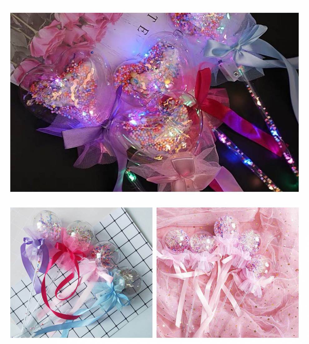 手持魔法棒星空棒发光仙女棒公主魔法棒小礼品发光玩具圆形星空棒1个