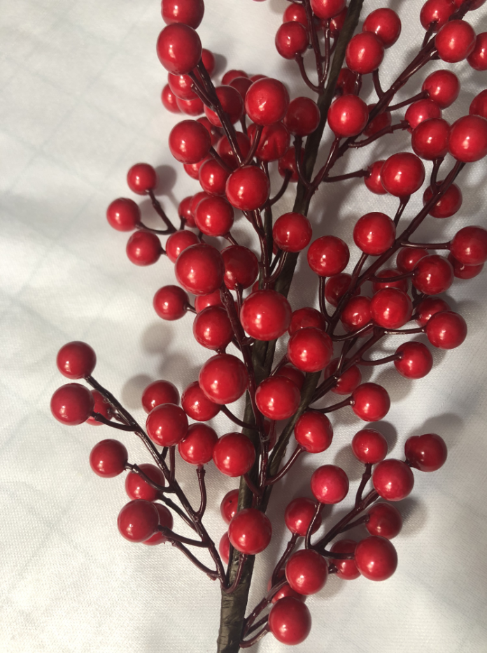 苏茂婚庆红果树枝单支圣诞果吉祥果泡沫果发财果仿真果粒插花配材21叉