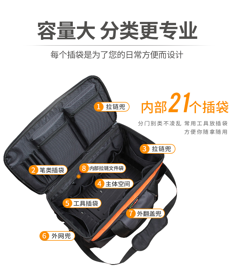 大号多功能牛津布维修售后电工包帆布单肩带轮拉杆式工具箱包21寸拉杆