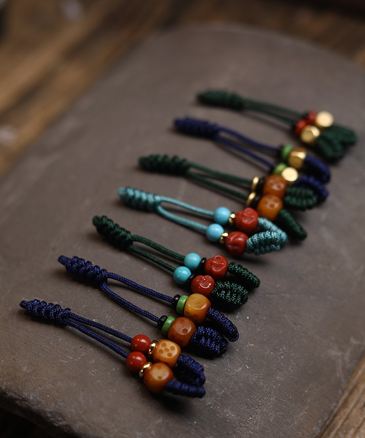 青鹊凰弟子珠金刚星月凤眼弟子珠灵骨南红菩提子配饰④川料南红弥勒