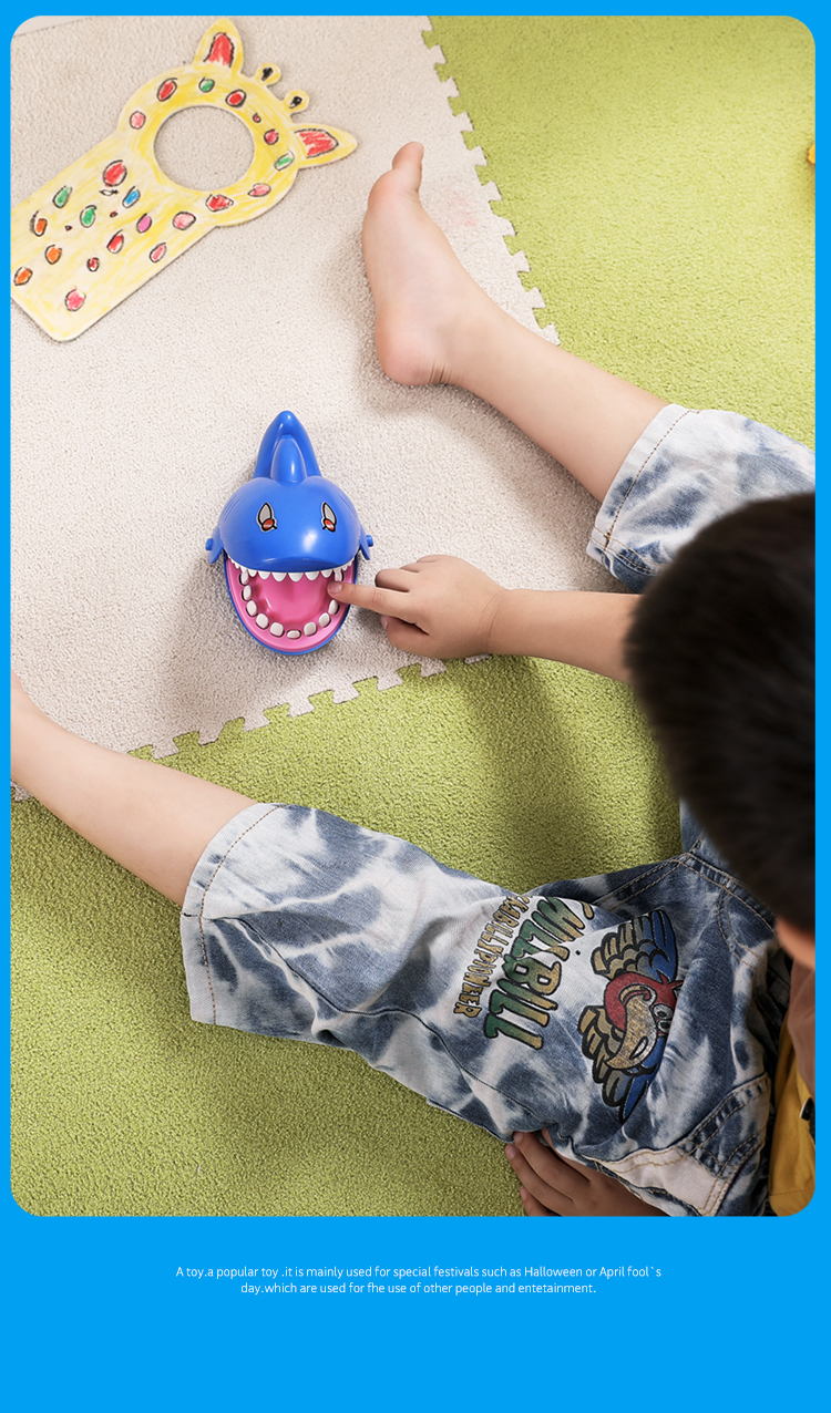 鳄鱼玩具按牙齿咬手指大号鲨鱼发泄解压整人创意儿童整蛊恶搞 X023-6粉色小鲨鱼 刺激好玩