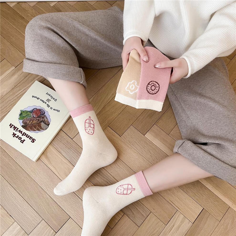 迷你图图冬天袜子女季可爱日系潮流百搭女生白袜孑少女学生长袜女高筒