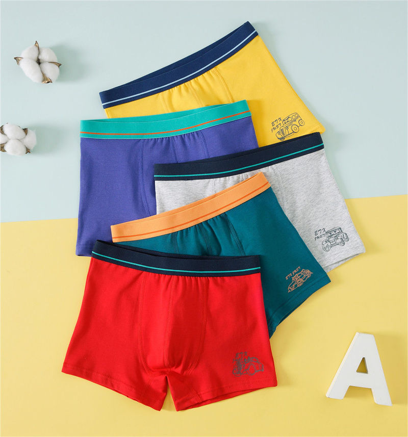 青少年内裤舒适男童内裤透气内裤学生短裤2到18岁小男生简约纯色系5条