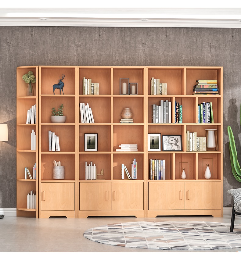 2米胡桃色5门书柜榉木多层玄关现代简约家用学生定做全书架落地a款