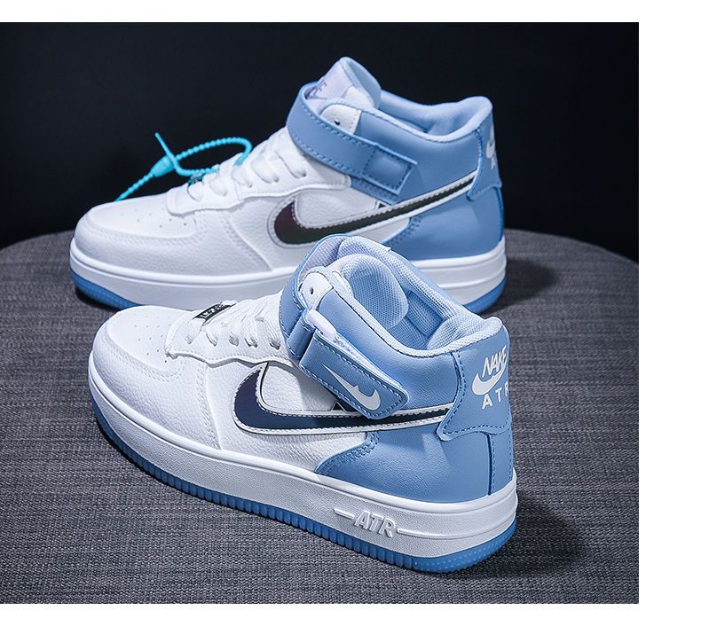 官方aj女运动鞋空军一号高帮双钩夜光潮流板鞋 kj2-1【大学蓝】男码