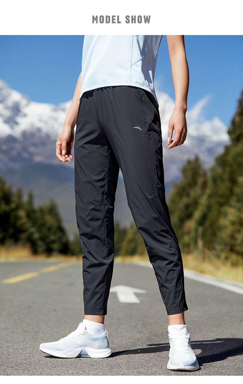 【商场同款】安踏运动九分裤女2022夏季新款薄款跑步裤 基础黑-1 155