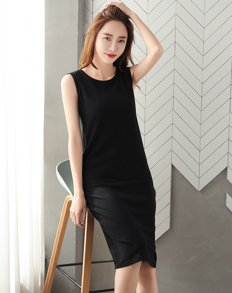 特价恒源祥轻薄吸汗直筒连衣裙中长款过膝盖女夏季韩版气质纯棉打底