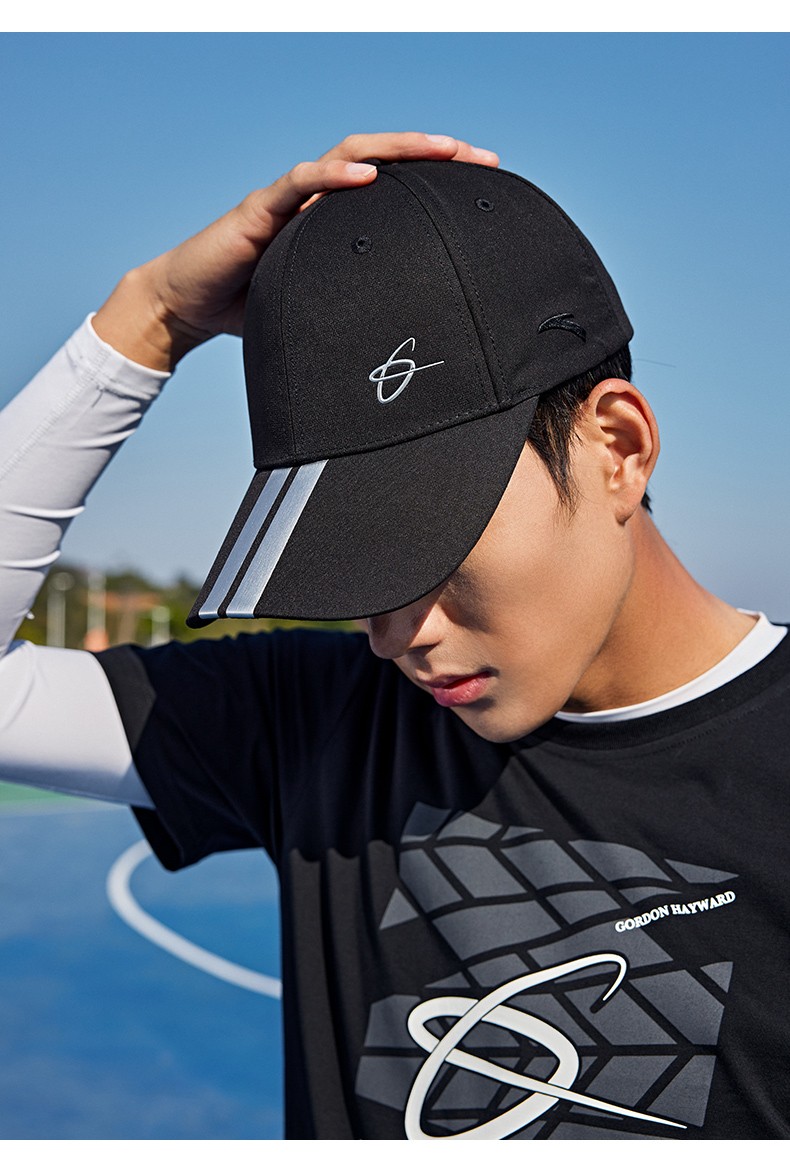 安踏帽子海沃德运动帽子男新款鸭舌帽黑色户外跑步休闲运动棒球帽