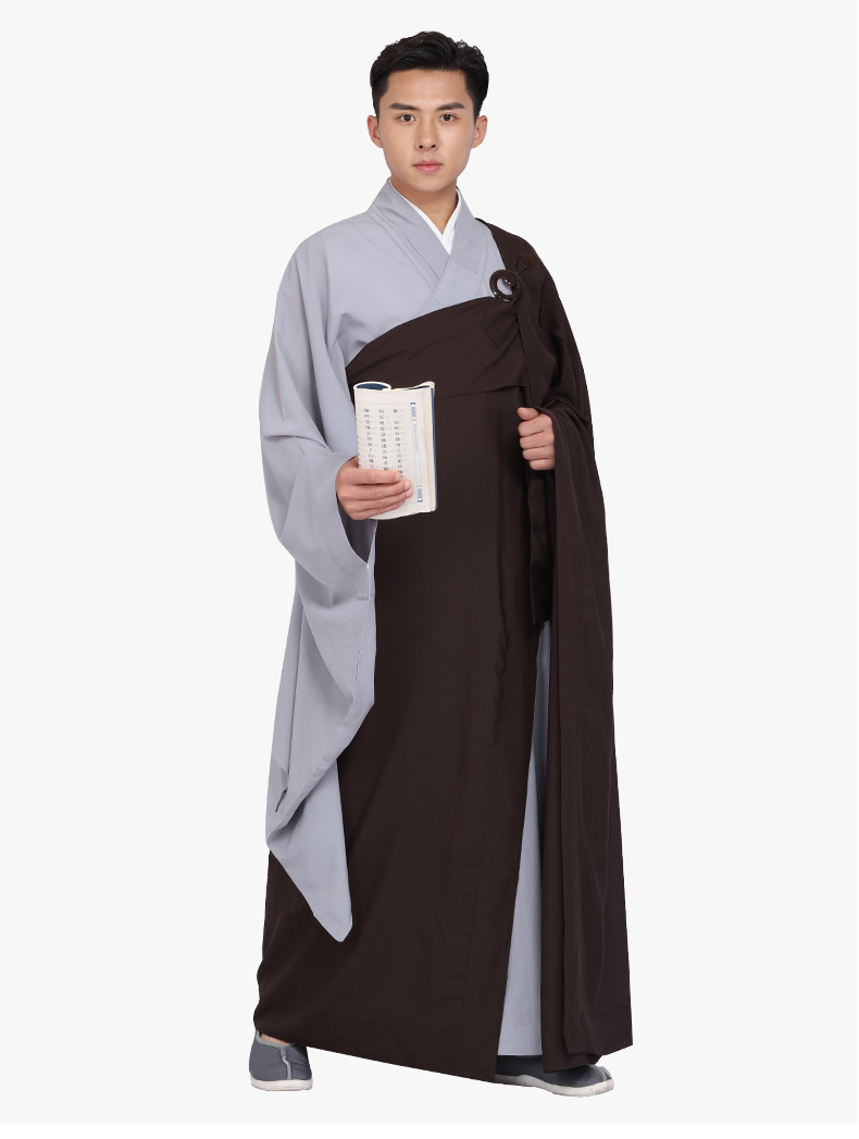 出家人穿的衣服麻纱缦衣居士服海青曼衣多丽丝麻纱透气舒适有垂感咖啡