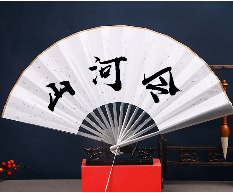 山河令同款温客行折扇龚俊同款扇子汉服中国风银色绢布 山河令温客行