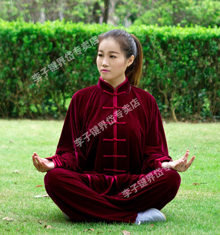 太极服女秋冬款金丝绒太极服女秋冬加厚太极拳练功服女新款太极服装男
