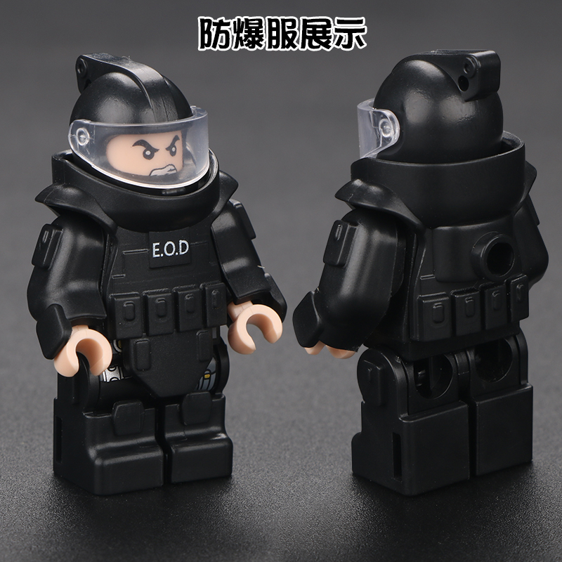 乐高lego军事积木警察特种兵小人仔男孩吃鸡儿童特警拼装拼插玩具透明