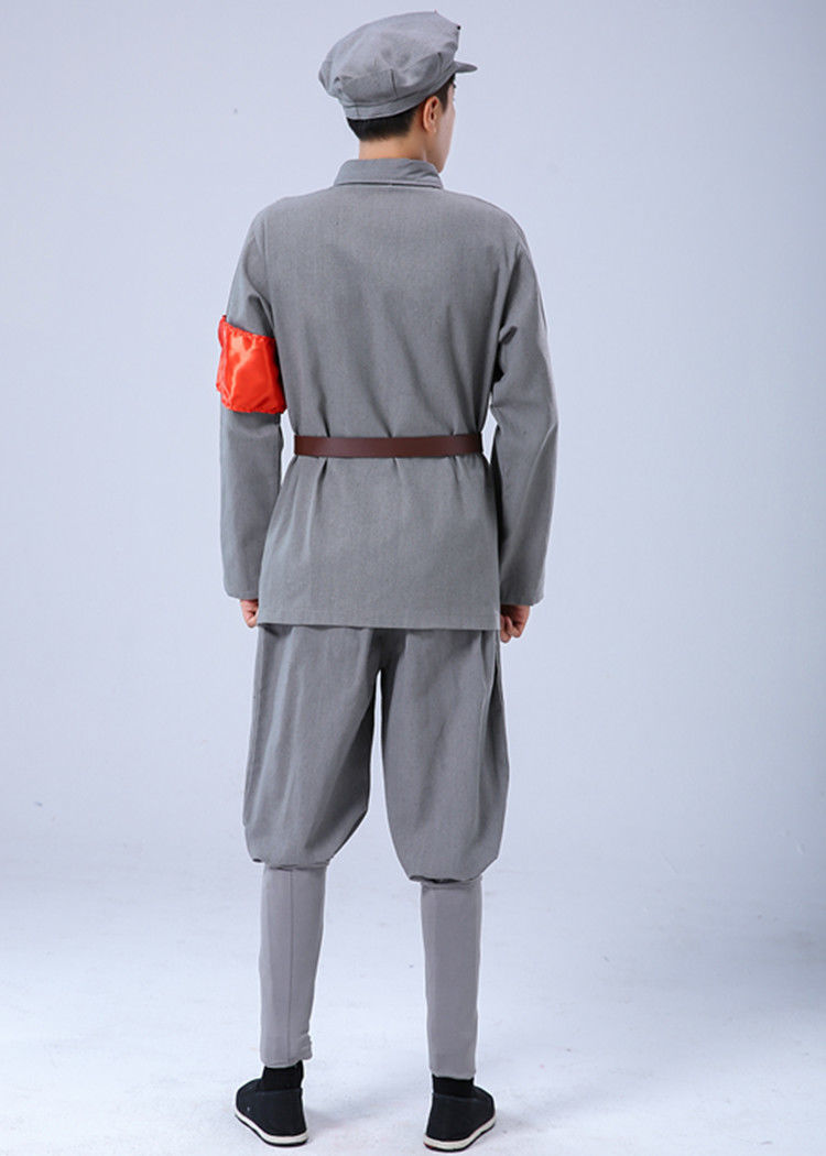 支持国货·现货新四军红军长征话剧舞台合唱服战服装 蓝灰色红 110