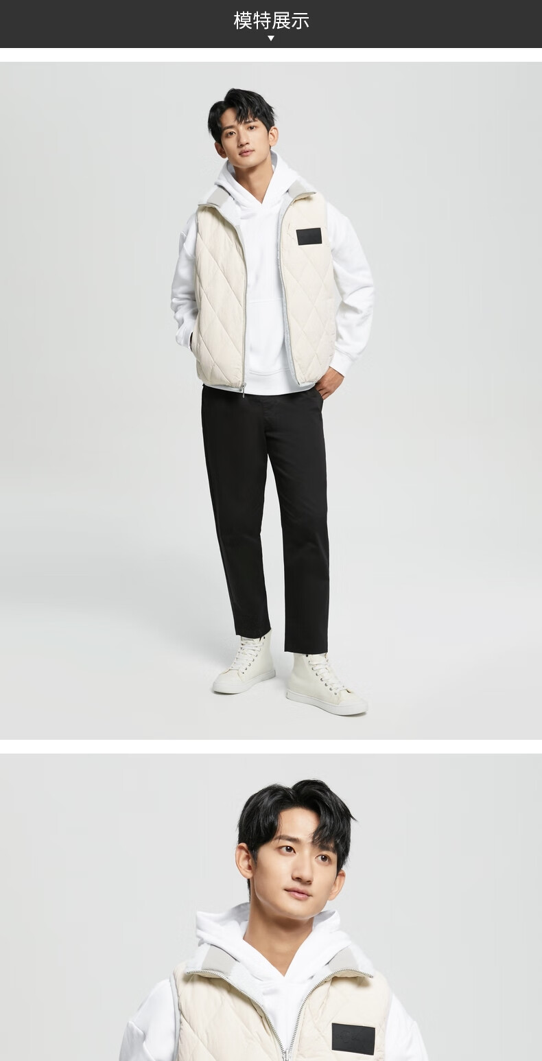 ck jeans22秋冬男士时尚双面穿简约logo菱形绗缝羽绒马甲j322172 prf