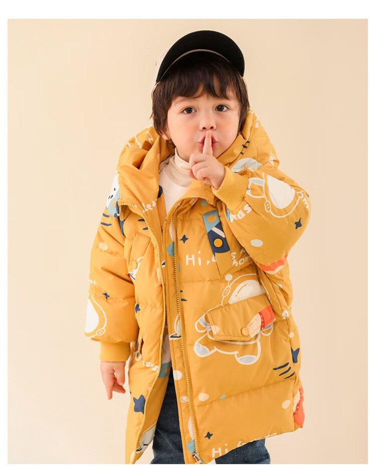 史努比童装儿童羽绒服中长款韩版90白鸭绒中小童羽绒外套小孩羽绒保暖