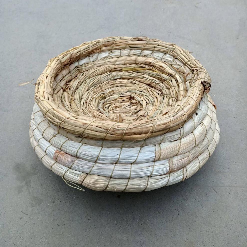 鸽子窝草编窝大底座防侧翻草窝巢盆鸽子繁殖窝手工编织信鸽用具 5个包